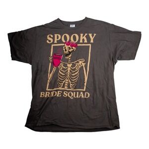 Women's Spooky Bride Squad T Shirt XL Size  Gray  Short Sleeve Crew Neck Cotton